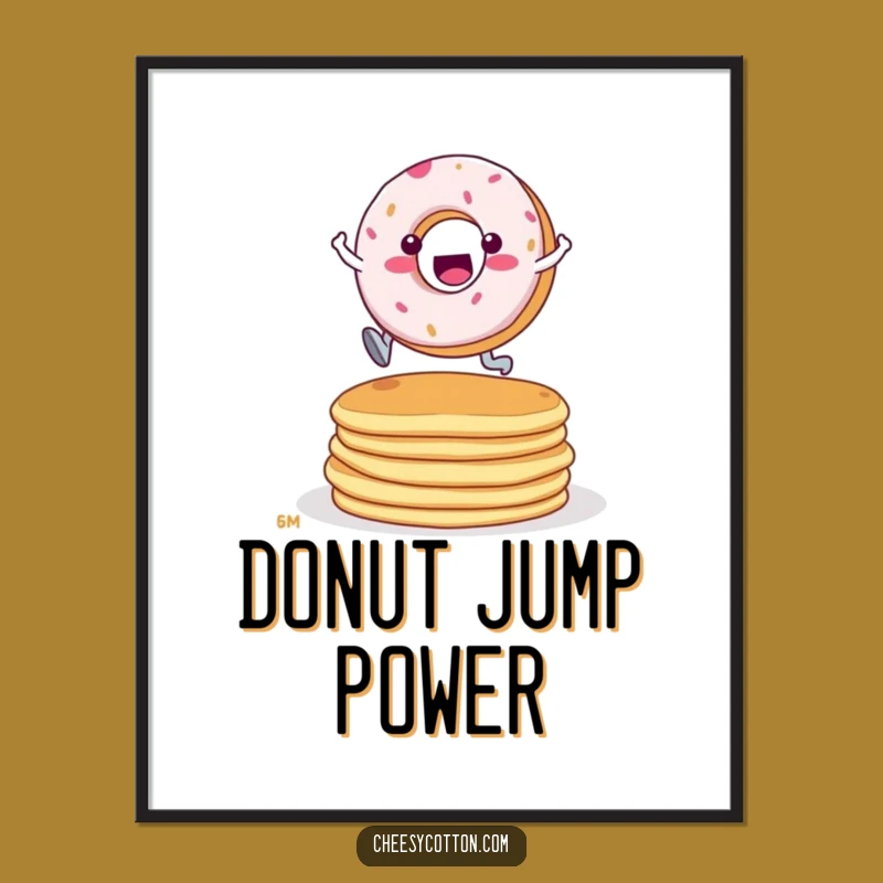 Funny Donut Pancake Leap Poster - Dynamic Breakfast Art Gift for Energetic Walls!