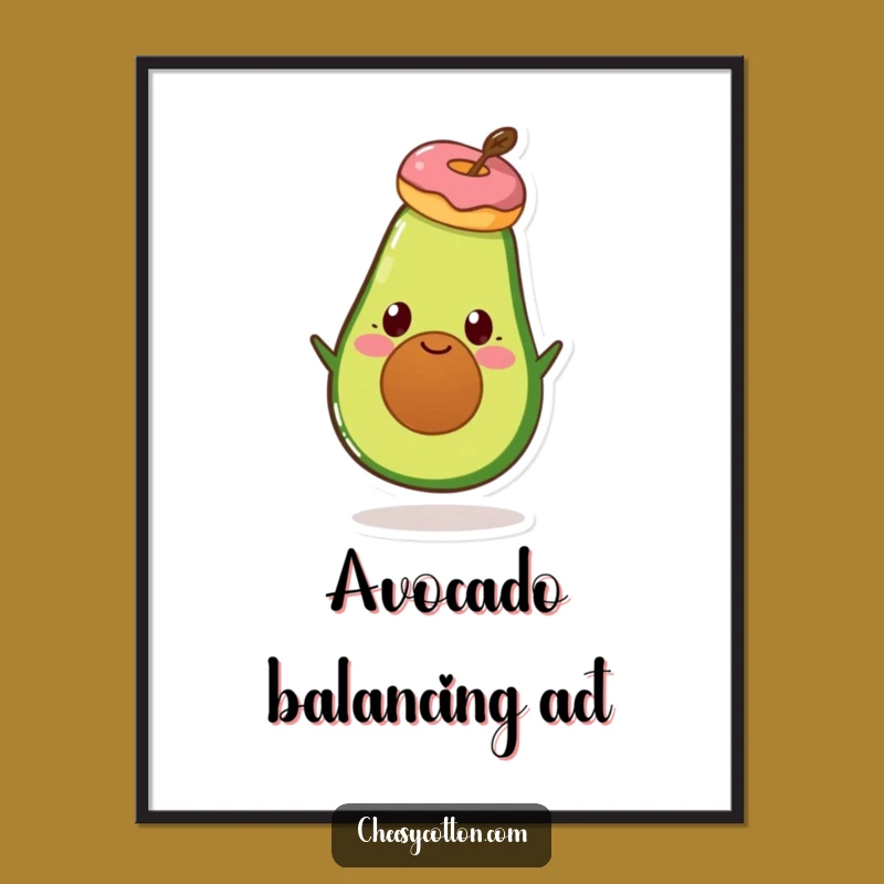 Funny Avocado Donut Poster - Whimsical Food Art Gift for Cheerful Walls!