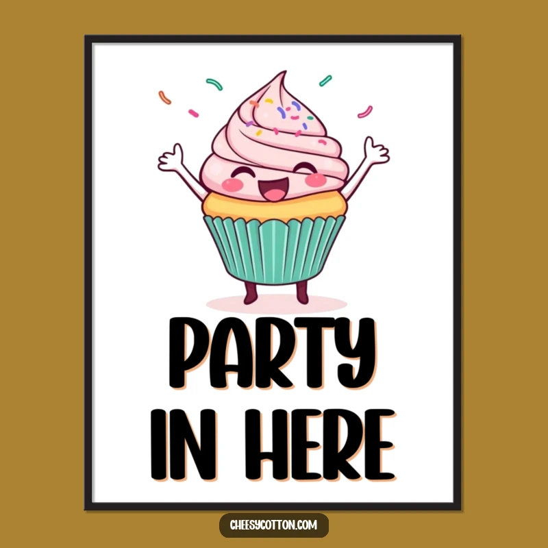 Funny Cupcake Dance Poster: Delighted Sprinkles Art Print