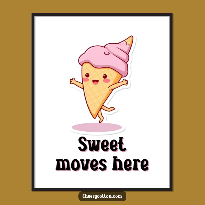 Funny Ice Cream Cartwheel Poster: Sweet Art for a Joyful & Fun Space