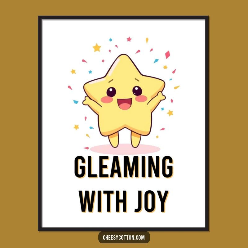 Funny Kawaii Star Confetti Poster: Festive Wall Art Gift