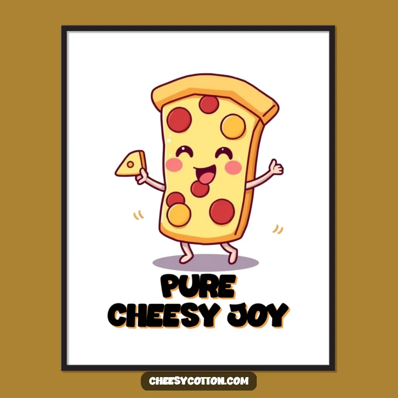 Funny Pizza Dance Poster: Kawaii Slice Art Print, Deliciously Funny Decor Gift