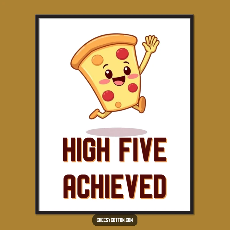 Funny Pizza High Five Poster: Add Cheerful Vibes to Your Walls!