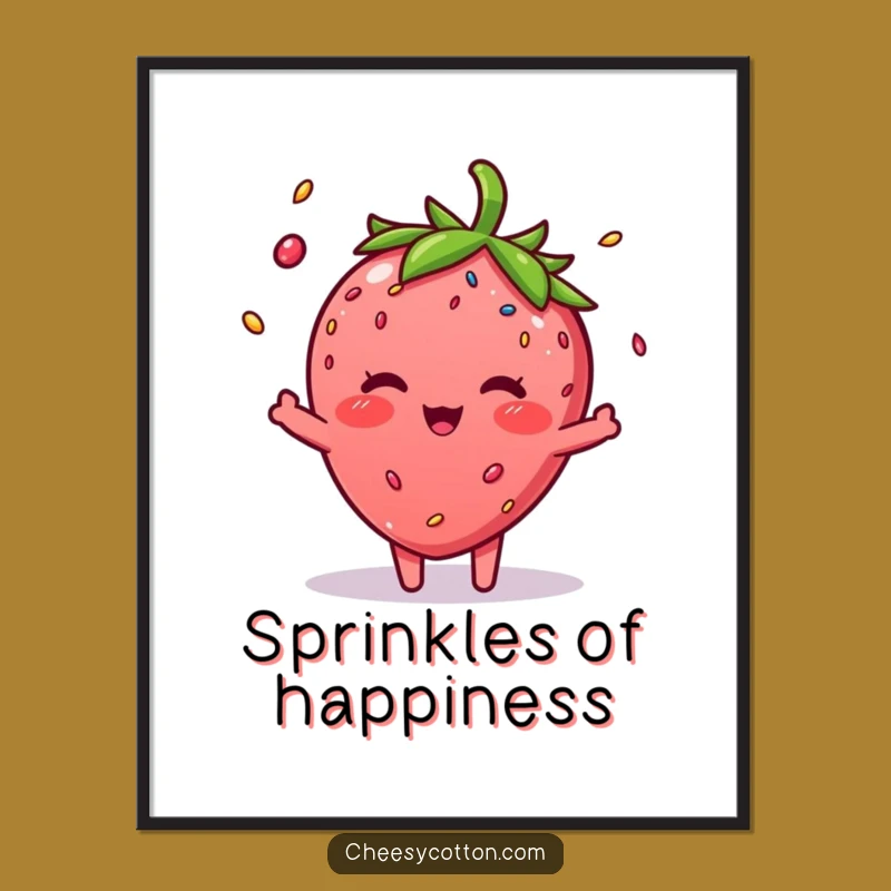 Funny Strawberry Sprinkle Poster - Whimsical Fruit Art Gift for Sweet Walls!