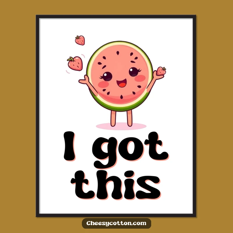 Funny Watermelon Juggling Poster - Delightful Fruit Art for Your Walls