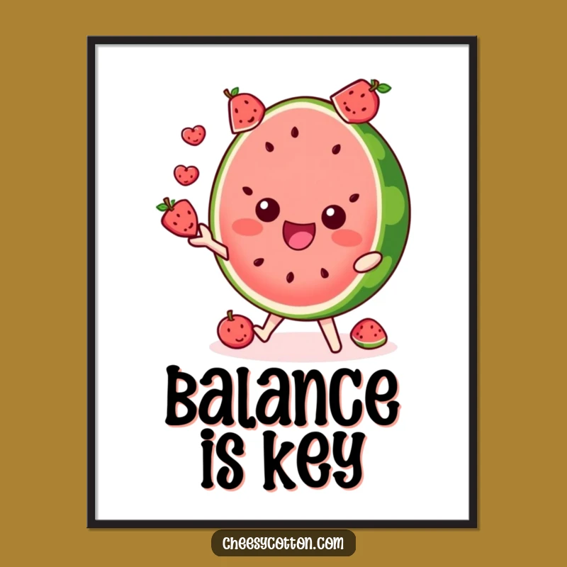 Funny Watermelon Juggling Poster - Vibrant Fruit Art Gift!