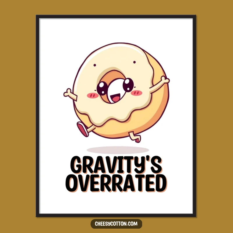 Funny Kawaii Doughnut Cartwheel Poster Add Whimsy To Your Wall Decor