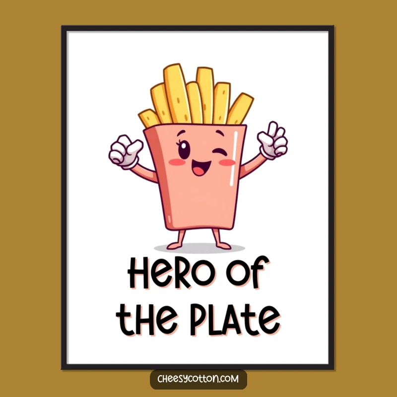 Funny French Fry Superhero Poster: Epic Wall Art for Snack Lovers!