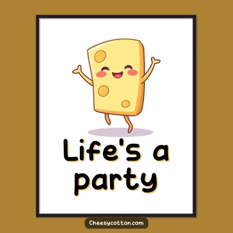 Funny Cheese Dance Poster: Cheerful Food Art for a Joyful Atmosphere