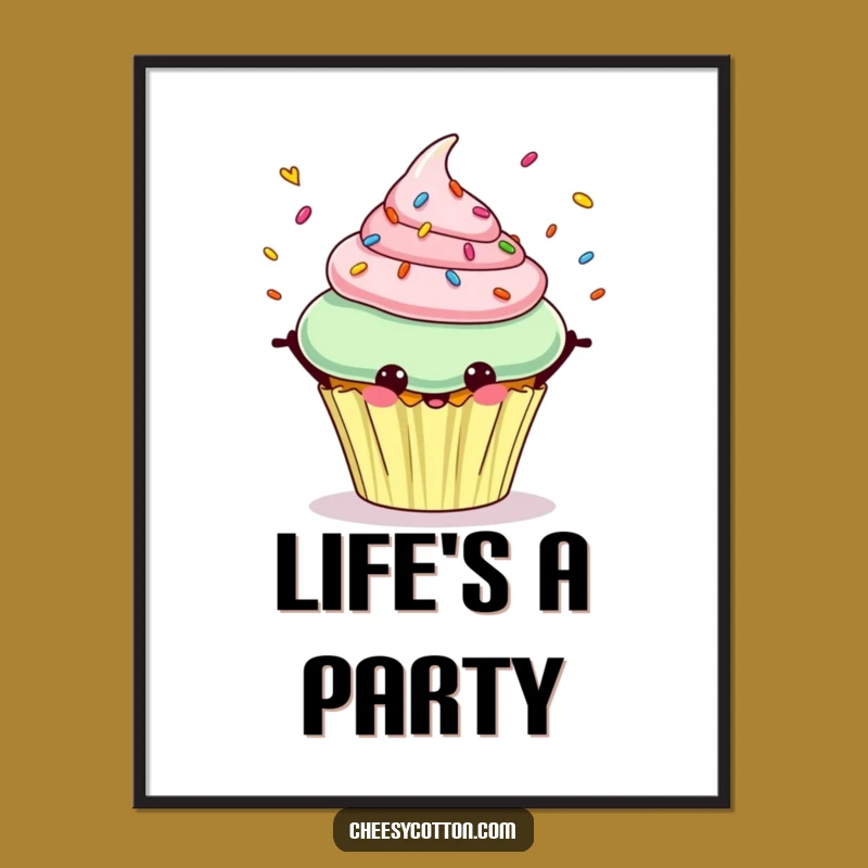 Funny Cupcake Art Print: Hilarious Juggling Dessert for Whimsical Wall Decor Gift