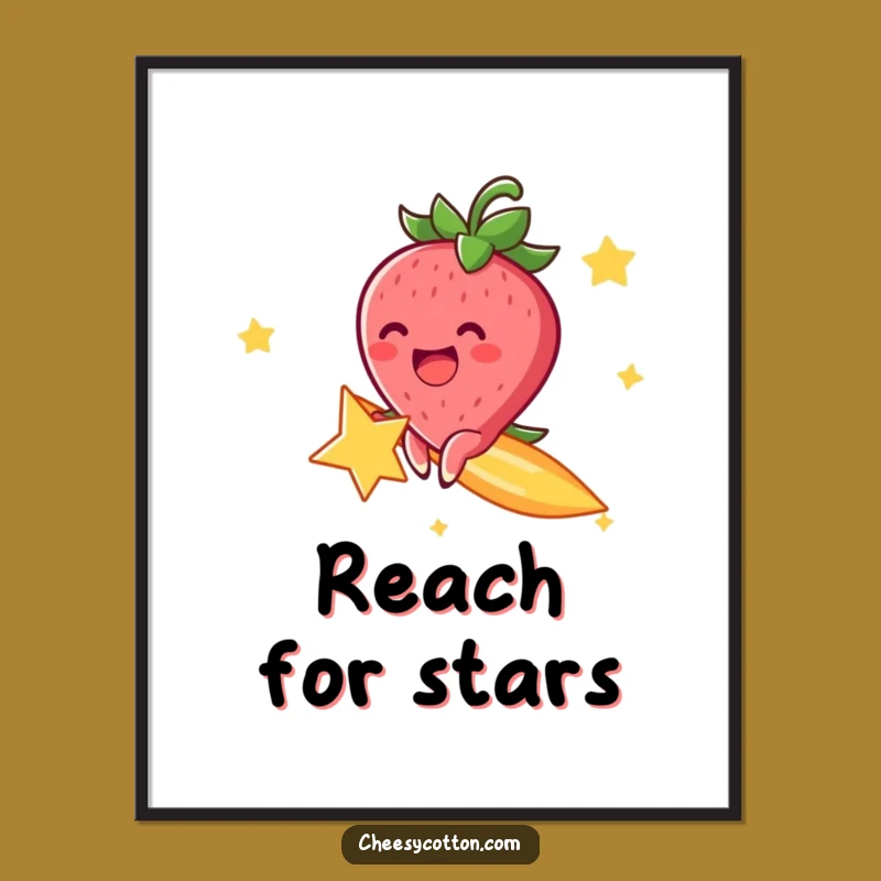 Funny Strawberry Star Poster, Cheerful Rider Art - Fun Gift