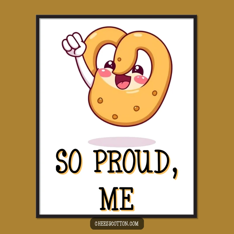 Funny Pretzel Fist Pump Poster: Cheerful Victory Art Print