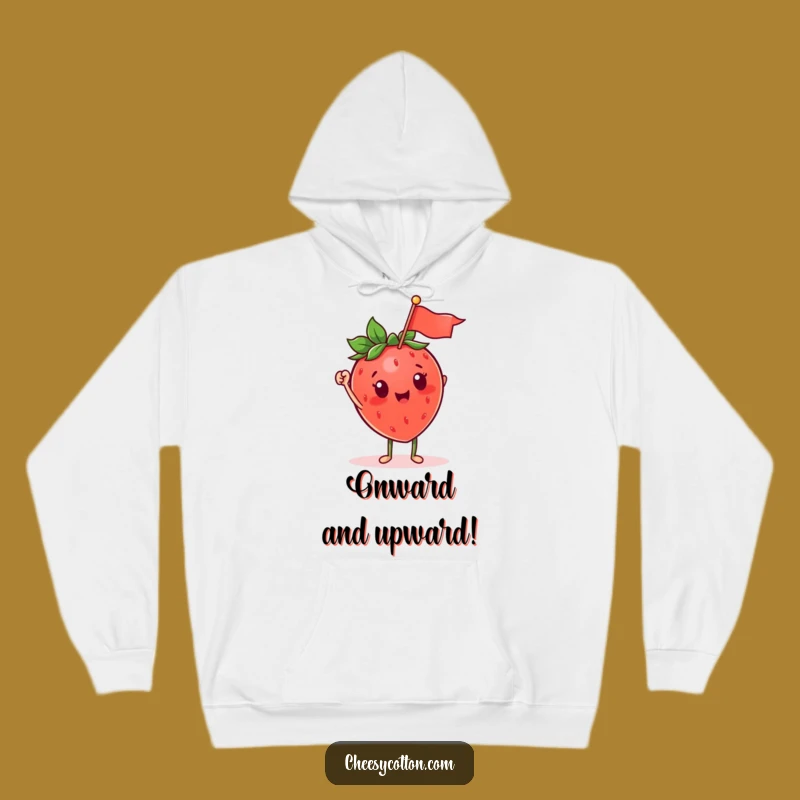 Cozy Funny Strawberry Waving Flag Hoodie: Warm & Cheerful Apparel!