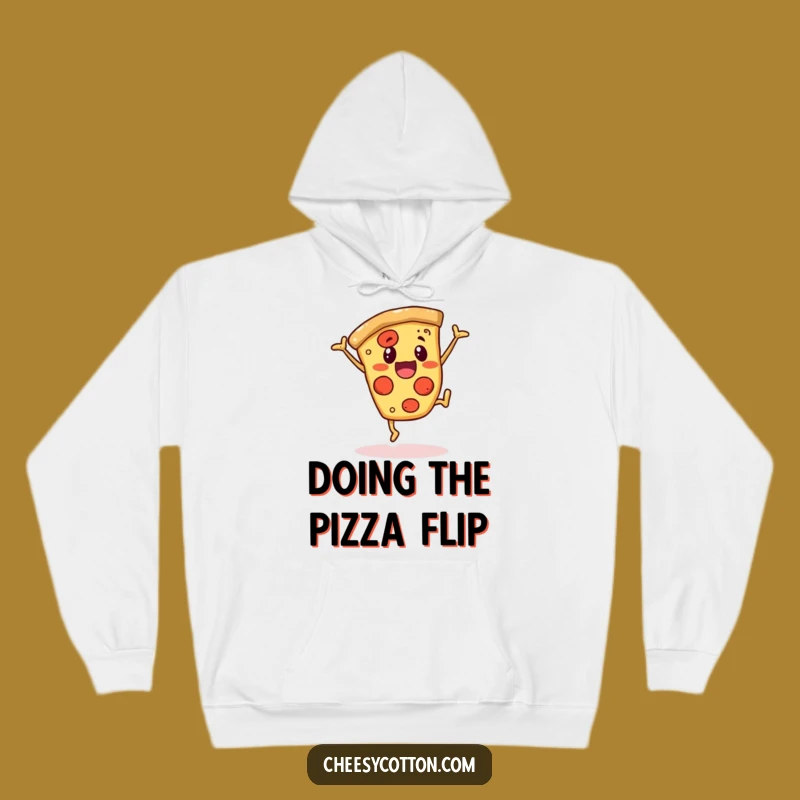 Funny Pizza Hoodie: Cozy Up with This Cartwheeling Character for Warm Fun