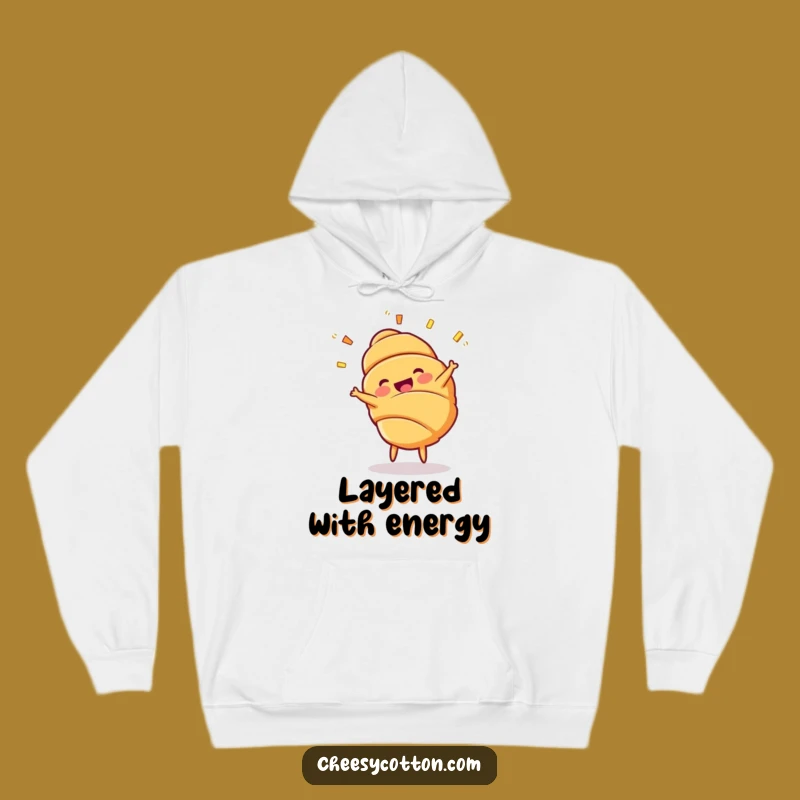 Funny Croissant Cartwheel Hoodie - Cozy & Hilarious Pastry Gift for Comfort!