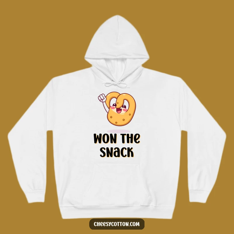 Funny Pretzel Fist Pump Hoodie: Cozy Victory Celebration, Warm Comfort