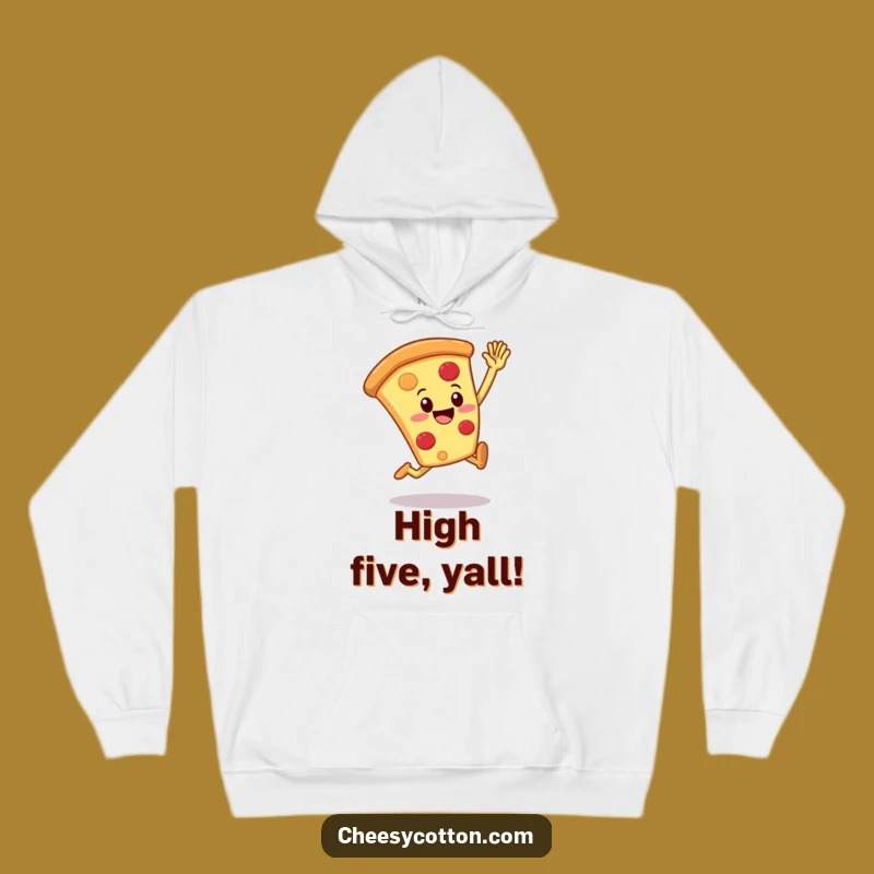 Cozy Funny Pizza High Five Hoodie: Warm Comfort & Good Vibes!