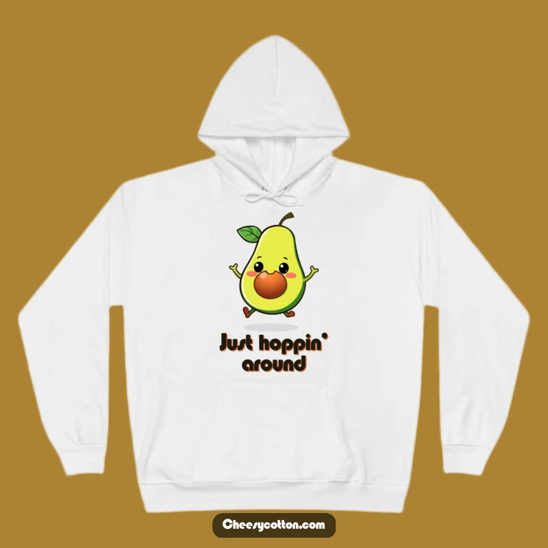Funny Grinning Avocado Hop Hoodie - Cozy Kawaii Veggie Sweatshirt Gift