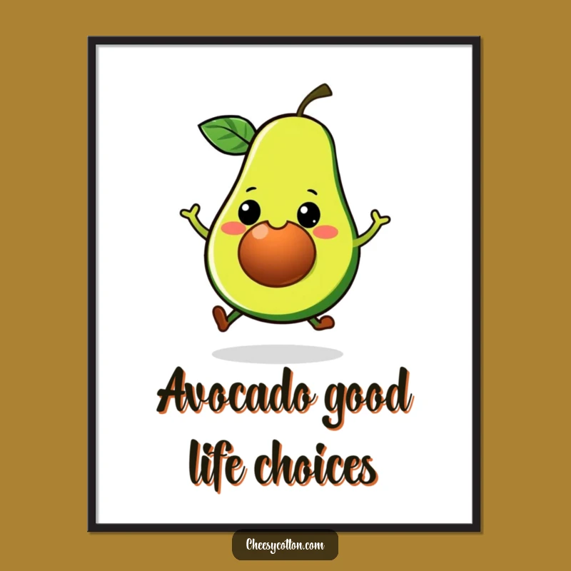 Free Printable Wall Art: Kawaii Avocado Hop for Funny Downloadable Decor
