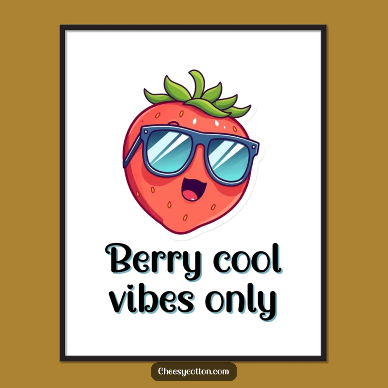 Free Printable Wall Art: Giggle-Snorting Strawberry in Sunglasses for Whimsical, Funny Downloadable Decor!