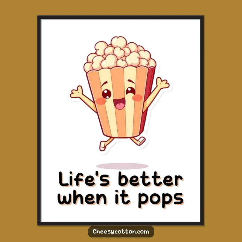 Free Printable Funny Wall Art: Leaping Popcorn Bag - Energetic Decor