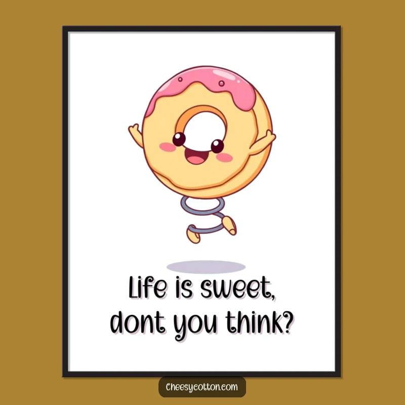 Free Printable Kawaii Donut Wall Art: Bouncing Joyful Character Downloadable Decor