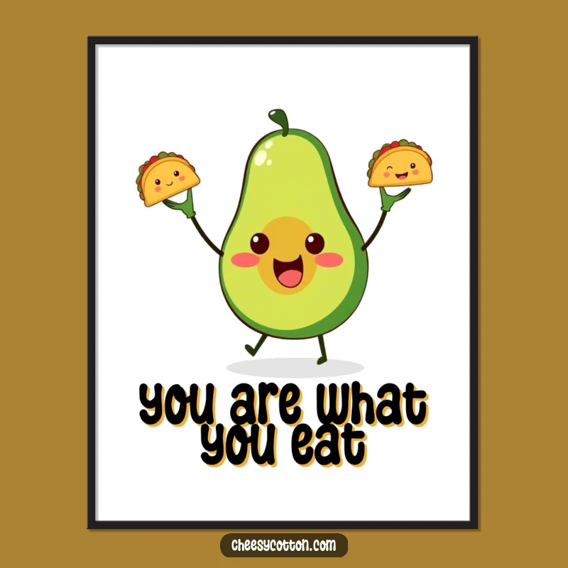 Free Printable Wall Art: Funny Avocado Taco Juggling - Downloadable Art for Home