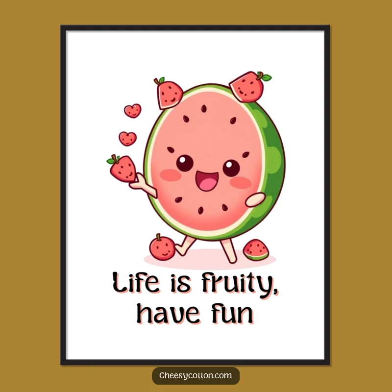 Free Printable Wall Art: Funny Watermelon Juggling - Whimsical Fruit Decor!