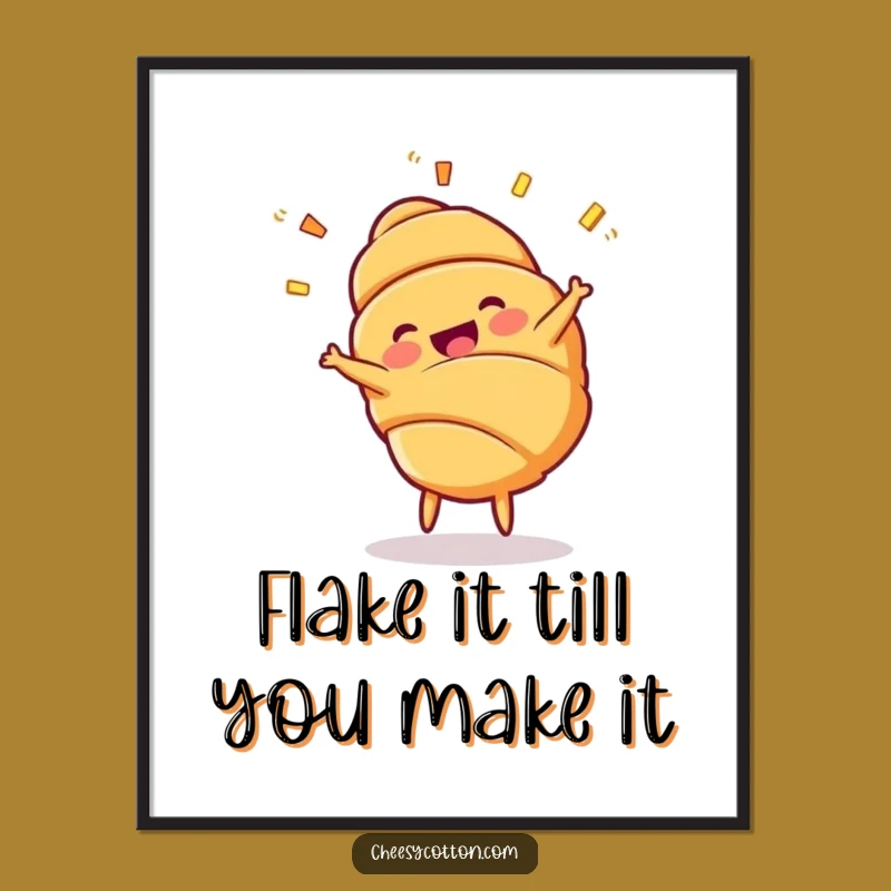 Funny Free Printable Wall Art: Croissant Cartwheel - Whimsical Decor