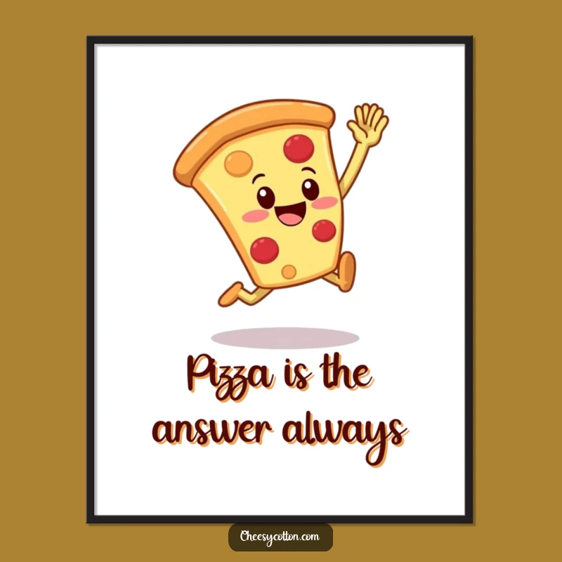 Funny Free Printable Wall Art: Pizza High Five, Playful Downloadable Decor