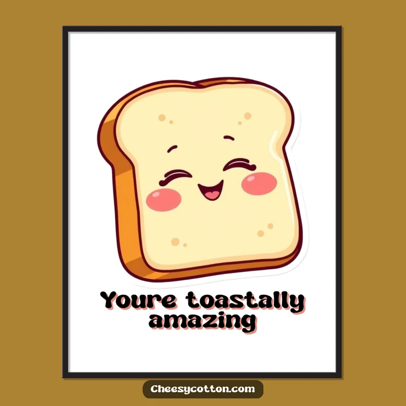 Funny Free Printable Wall Art: Smiling Toast Character Giving a Wink