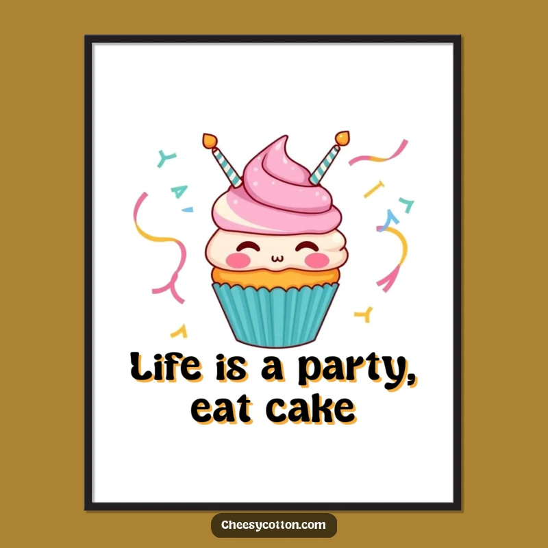 Free Printable Wall Art: Funny Cupcake Streamer Party Vibe - Cute Decor!
