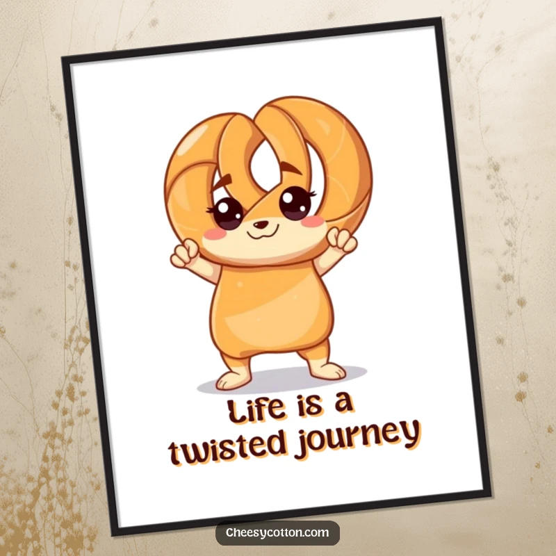 Funny Free Printable Wall Art: A pretzel character stands tall, striking a strong and undeniably confident pose.