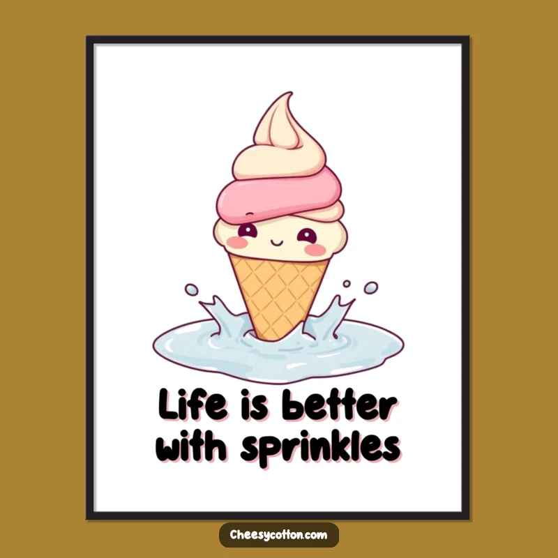Free Printable Wall Art: Happy Ice Cream Splash - Cute DIY Downloadable Decor