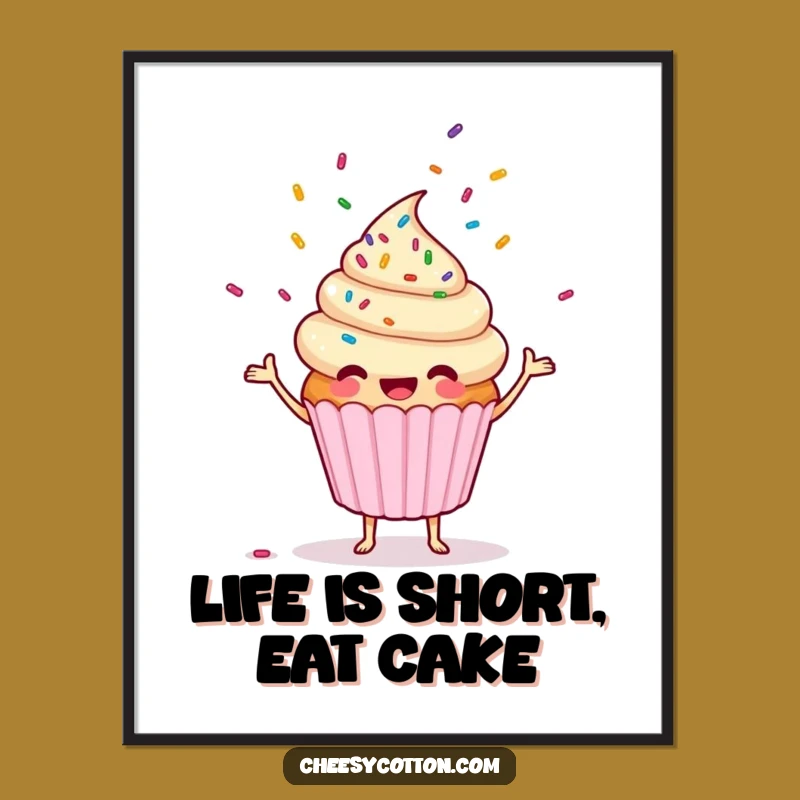Funny Free Printable Wall Art: Cupcake Juggling Sprinkles, Quirky Downloadable Decor