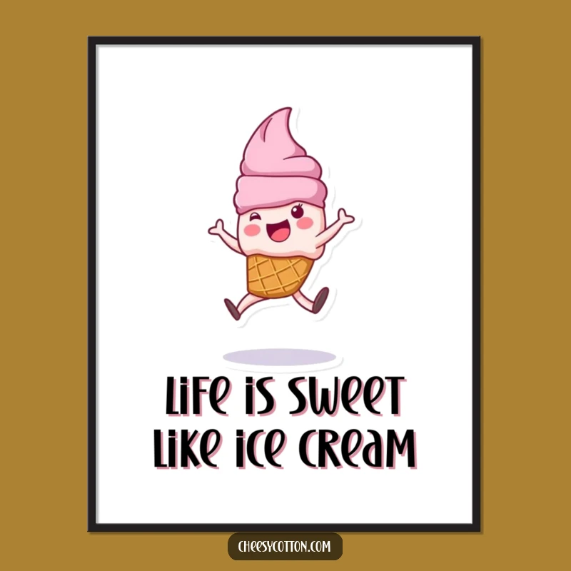Funny Free Printable Wall Art: Cartwheel Ice Cream, Whimsical Downloadable Decor