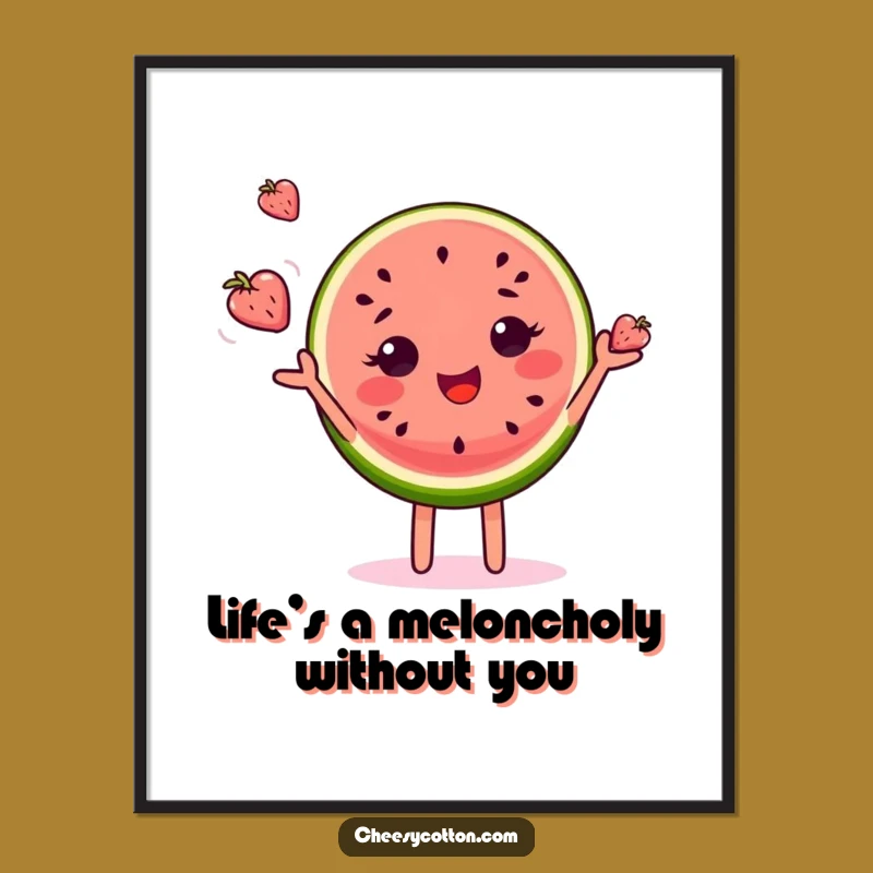 Free Printable Funny Wall Art: Juggling Watermelon Slice - Whimsical Downloadable Decor