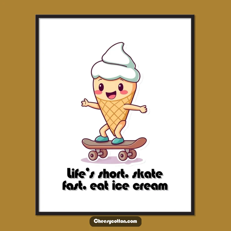 Funny Free Printable Wall Art: Skater Ice Cream! Quirky Downloadable Decor