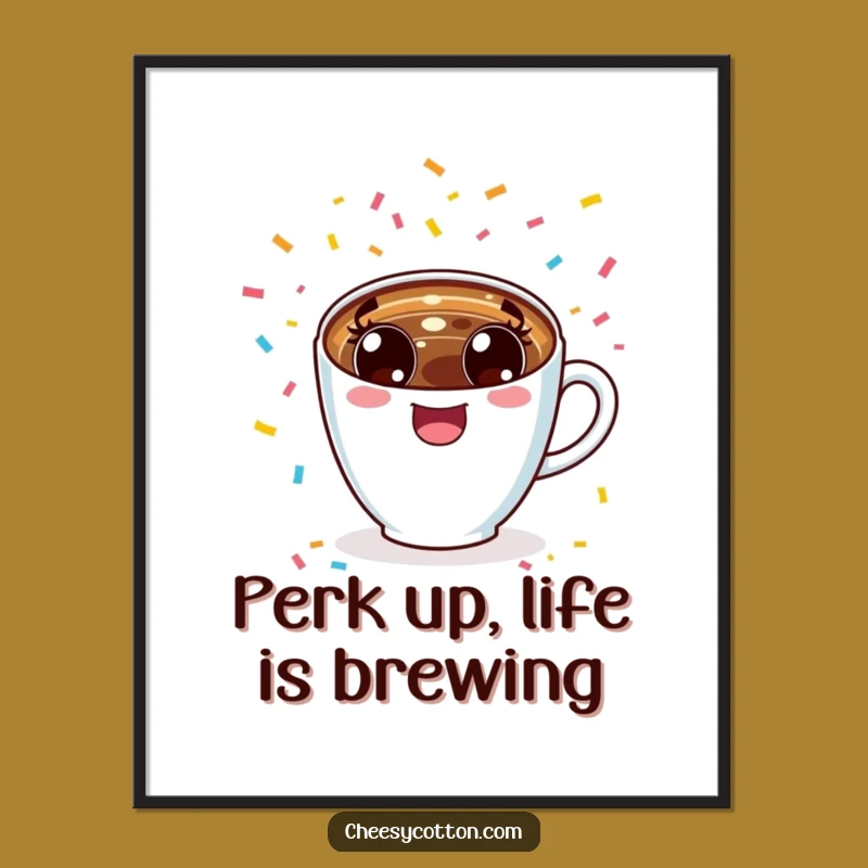 Funny Free Printable Wall Art: Coffee Cup's Confetti Celebration