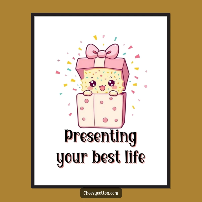 Funny Free Printable Wall Art: Bouncy Present Confetti Blast Humorous Downloadable Art