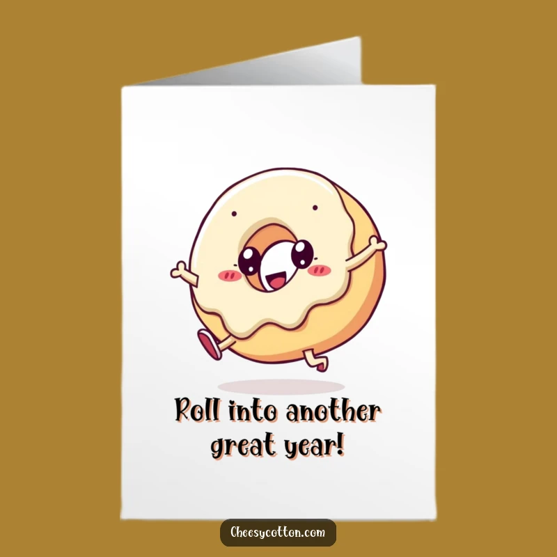 Free Printable Birthday Card: Funny Doughnut Cartwheel, Hilarious Downloadable Gift for Laughs