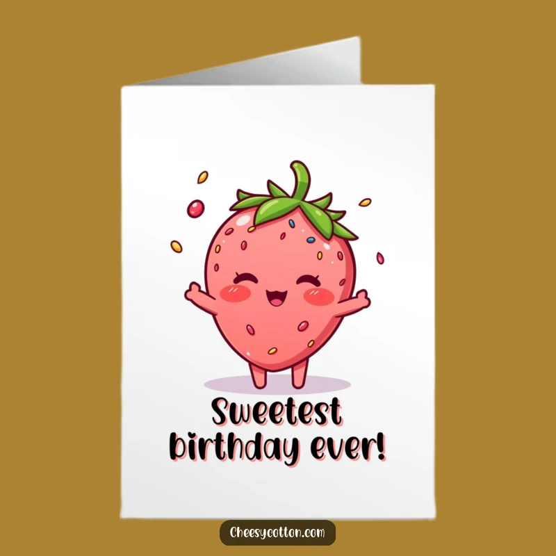 Free Printable Birthday Card: Strawberry Juggling Sprinkles - Funny Downloadable