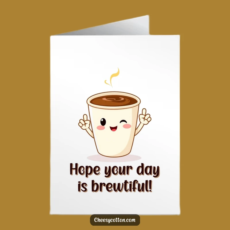 Free Printable Funny Coffee Birthday Card: Jazz Hands Cheer Downloadable Gift
