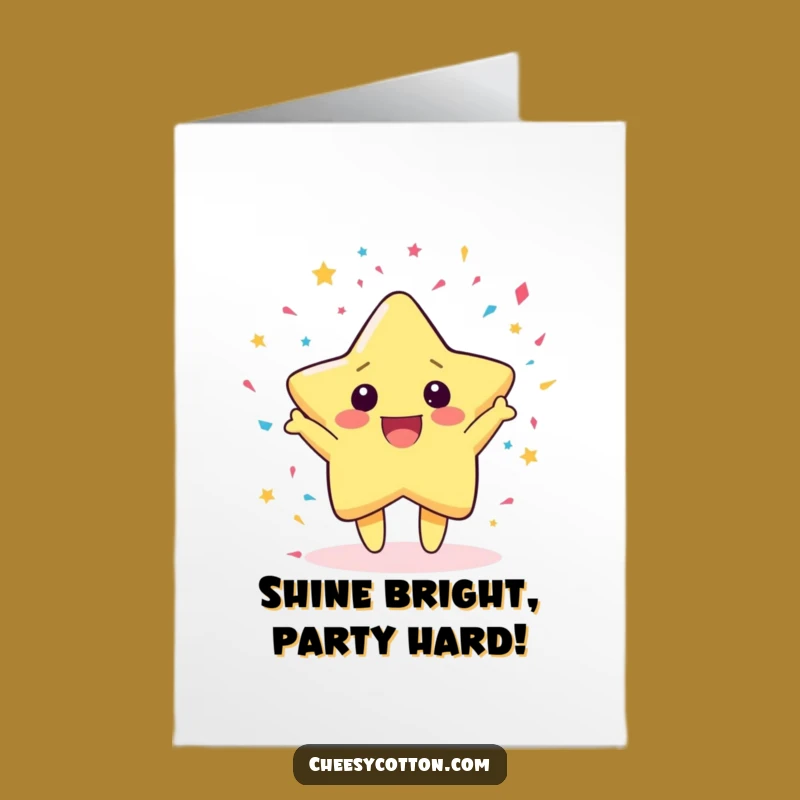 Free Printable Kawaii Star Birthday Card: Confetti Celebration Downloadable Gift