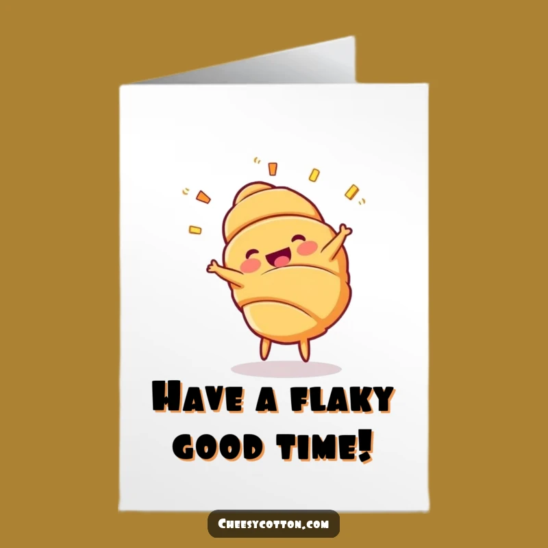 Free Printable Birthday Card: Croissant Cartwheel - Funny Downloadable Gift