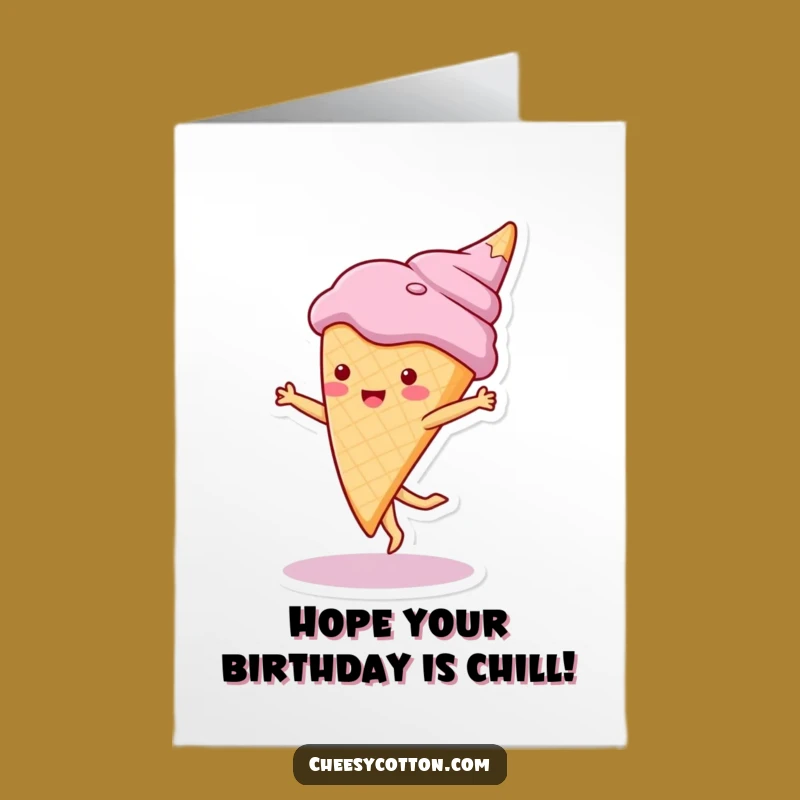 Free Printable Ice Cream Birthday Card: Funny Cartwheel Treat Downloadable Greeting