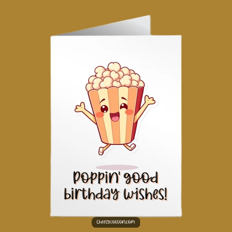 Free Printable Birthday Card: Leaping Popcorn - Energetic & Funny Downloadable Gift