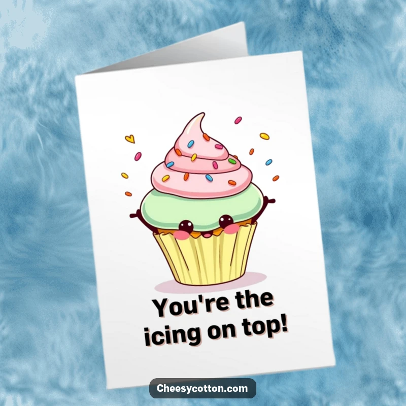 Funny Free Printable Congratulations Card: Cheerful cupcake juggling colorful sprinkles, celebrating your success with sweetness.