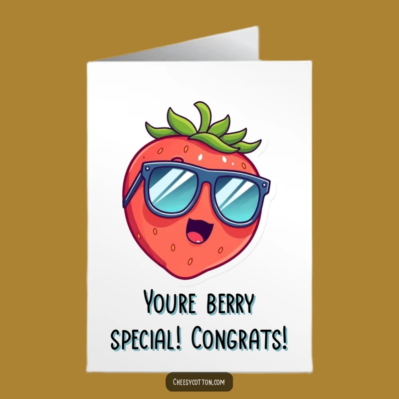 Free Printable Congratulations Card: Giggle-Worthy Strawberry with Sunglasses, Perfect Funny Downloadable Gift!