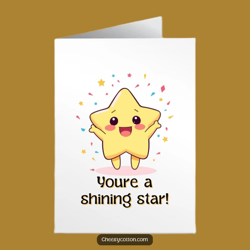 Free Printable Kawaii Star Congrats Card: Gleeful Confetti Downloadable